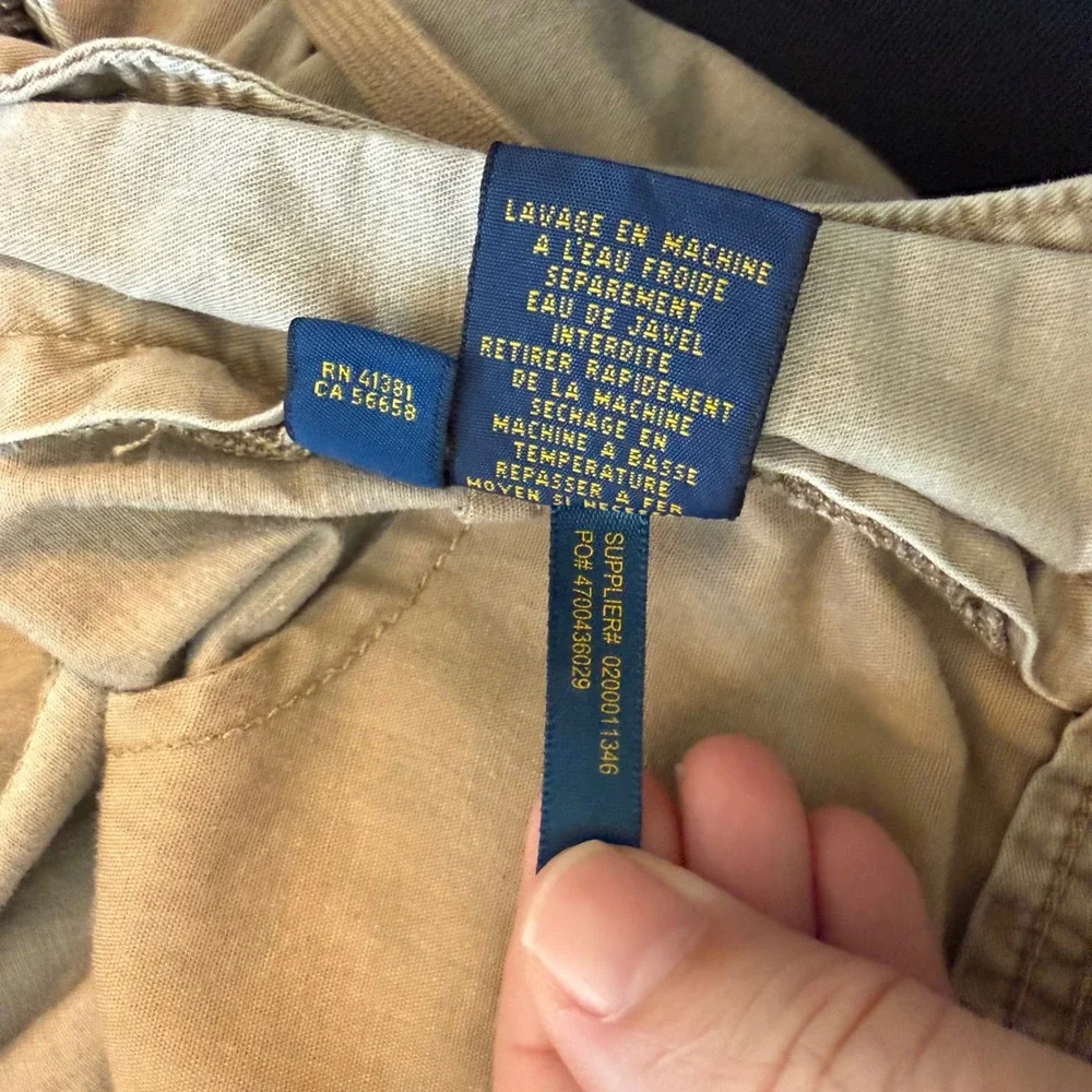 Polo Ralph Lauren Khaki Straight Fit Jogger Pants Drawstring Tan Fits 34/31 READ